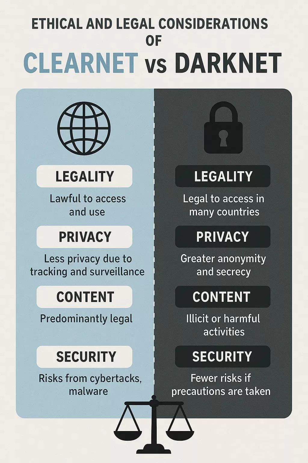Ethical and Legal Considerations of Clearnet vs Darknet