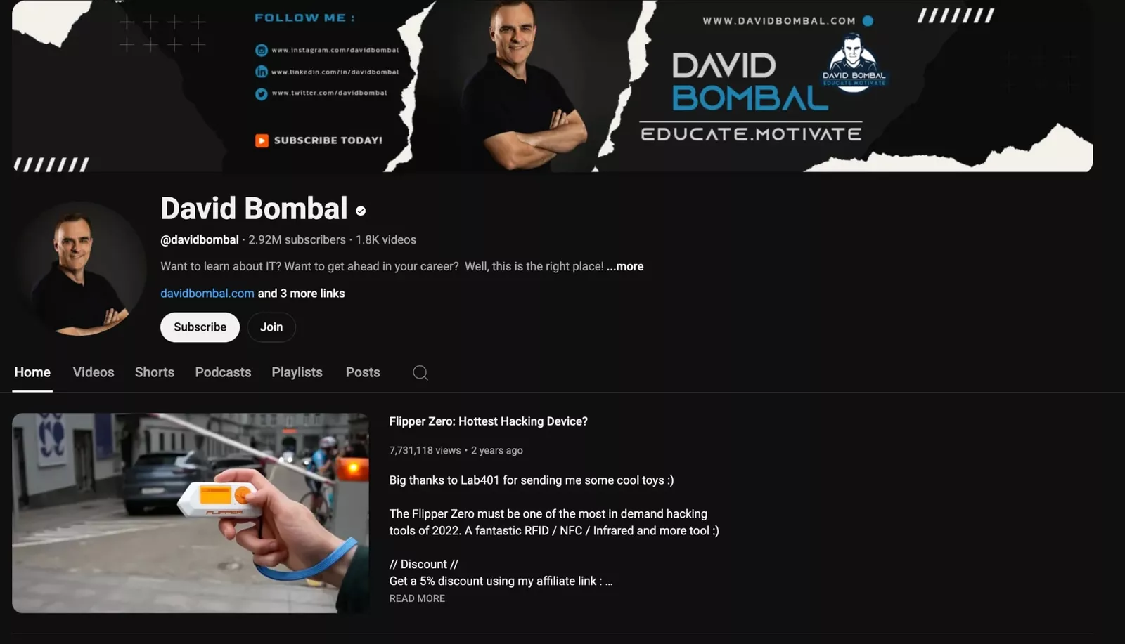 3. David Bombal Cybersecurity Youtube Channels