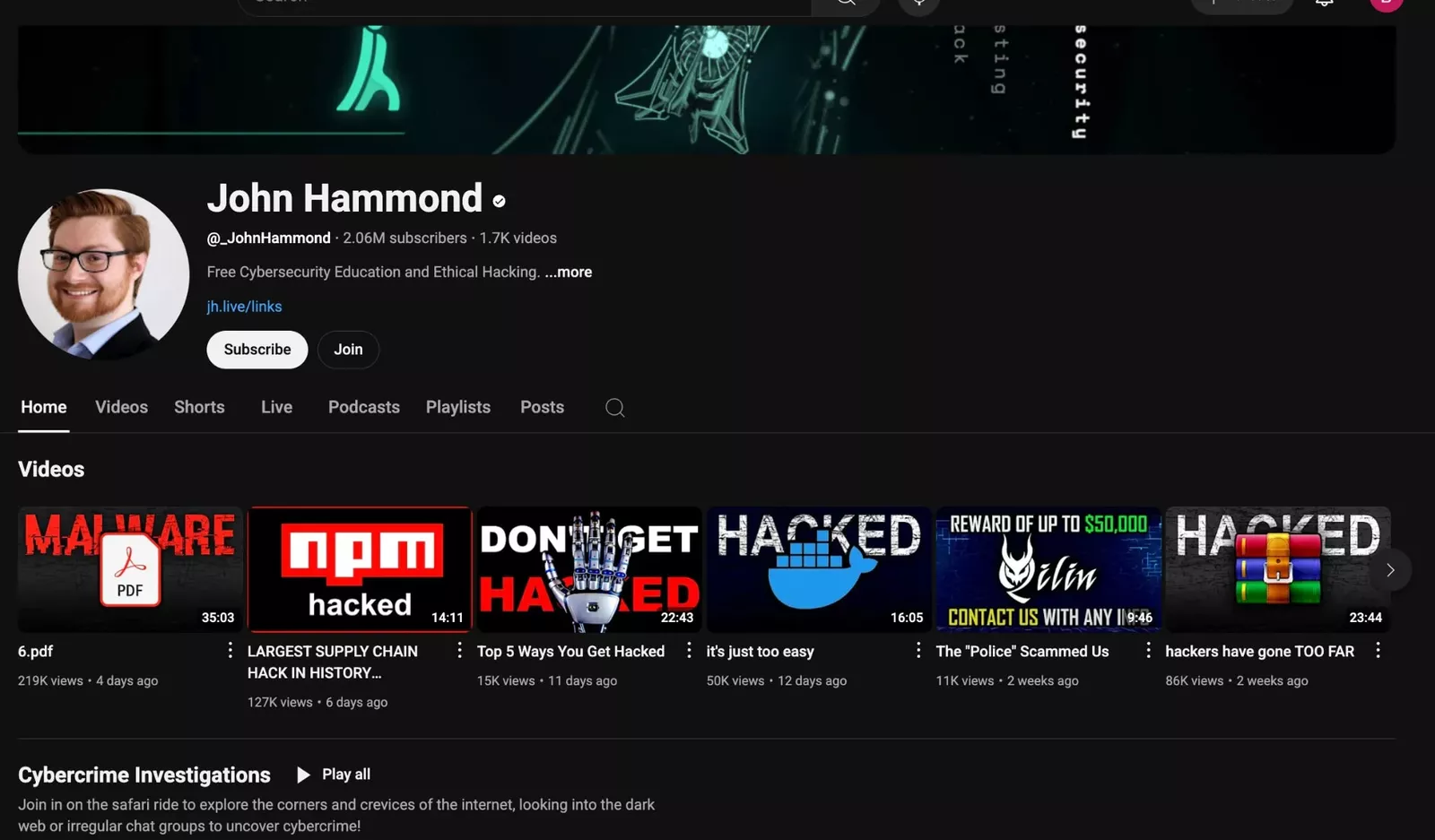 Cybersecurity YouTube Channels 1. John Hammond
