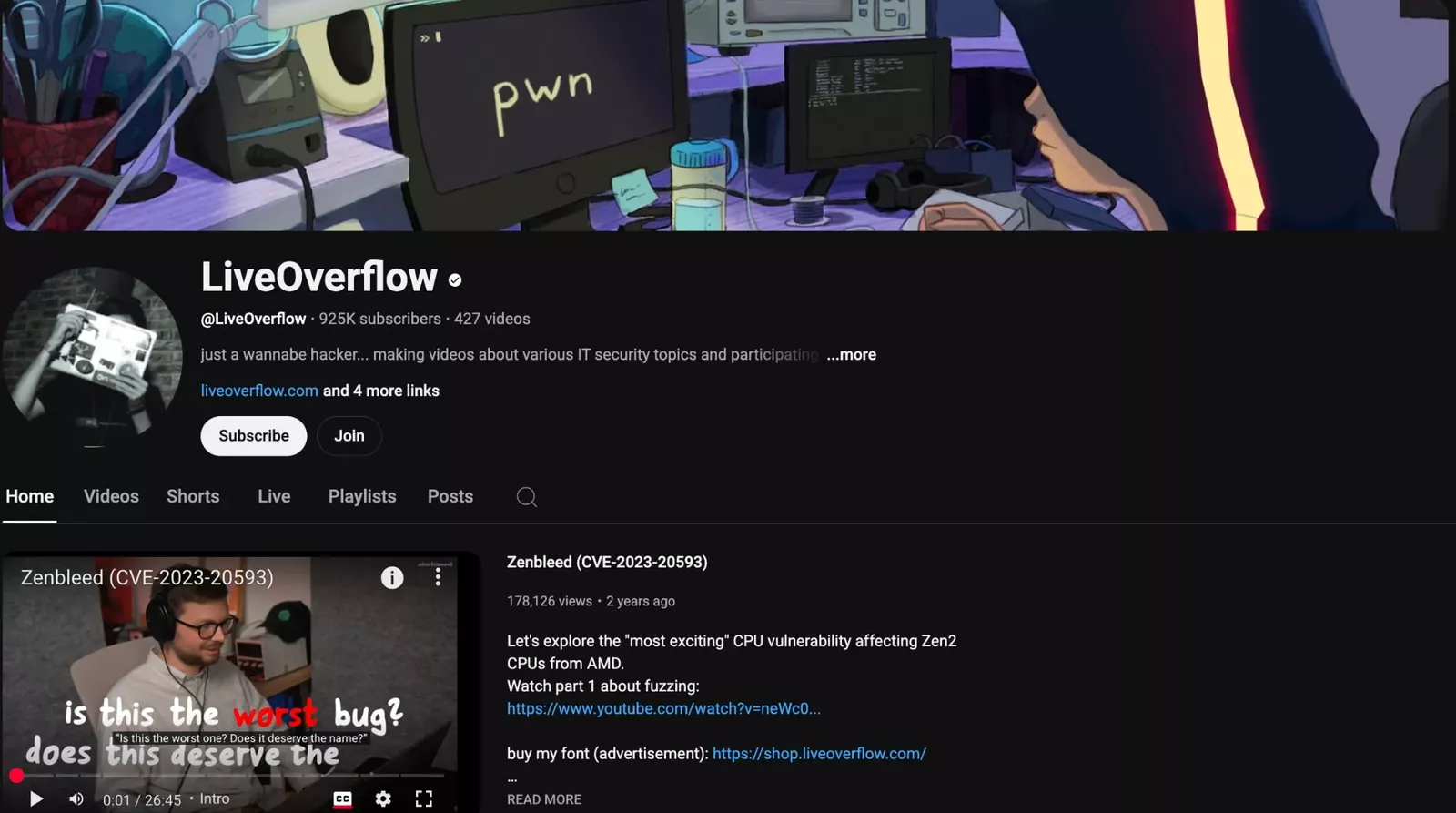 2. LiveOverflow cybersecurity Youtube channel