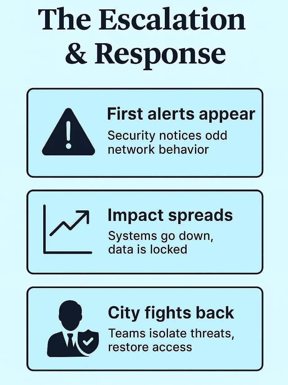The Escalation & Response,st paul cyber attack