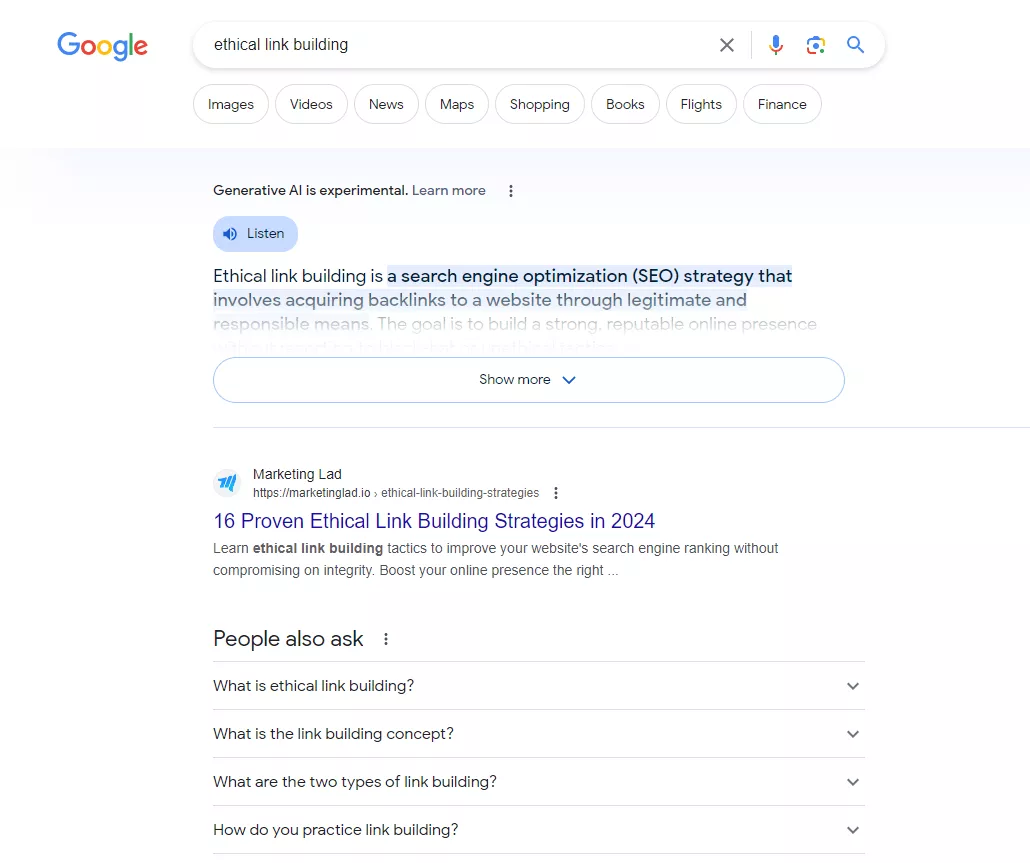 serp results