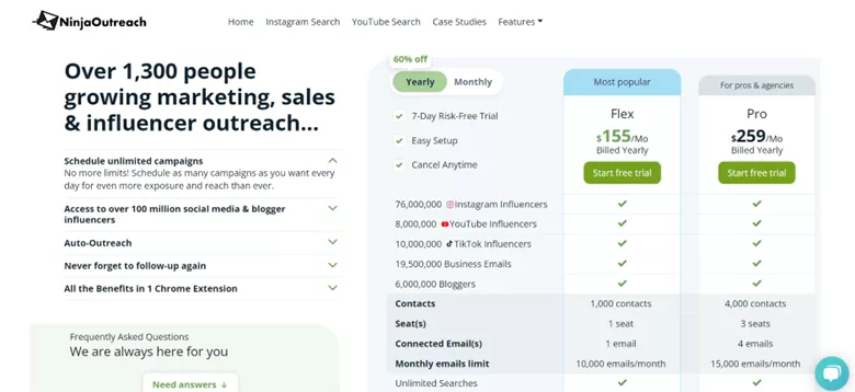 Ninja Outreach Pricing