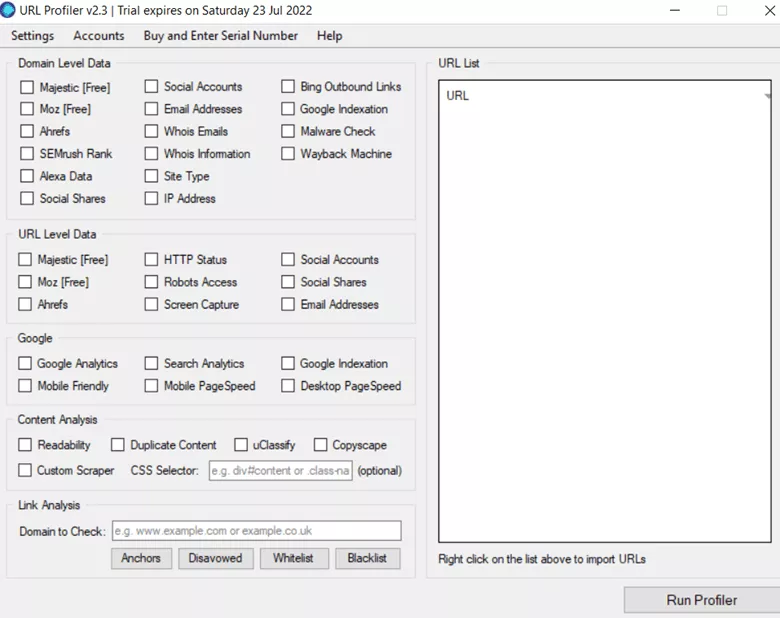 url profiler link building